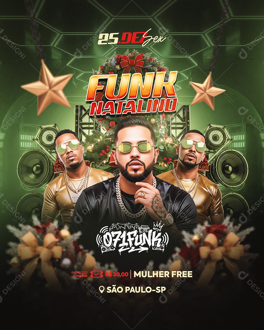 Flyer Funk Natalino Social Media Feed PSD Editável