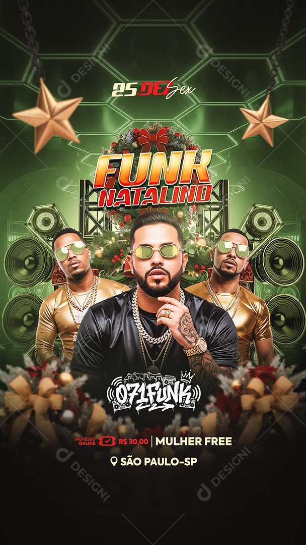 Flyer Funk Natalino Social Media Story PSD Editável
