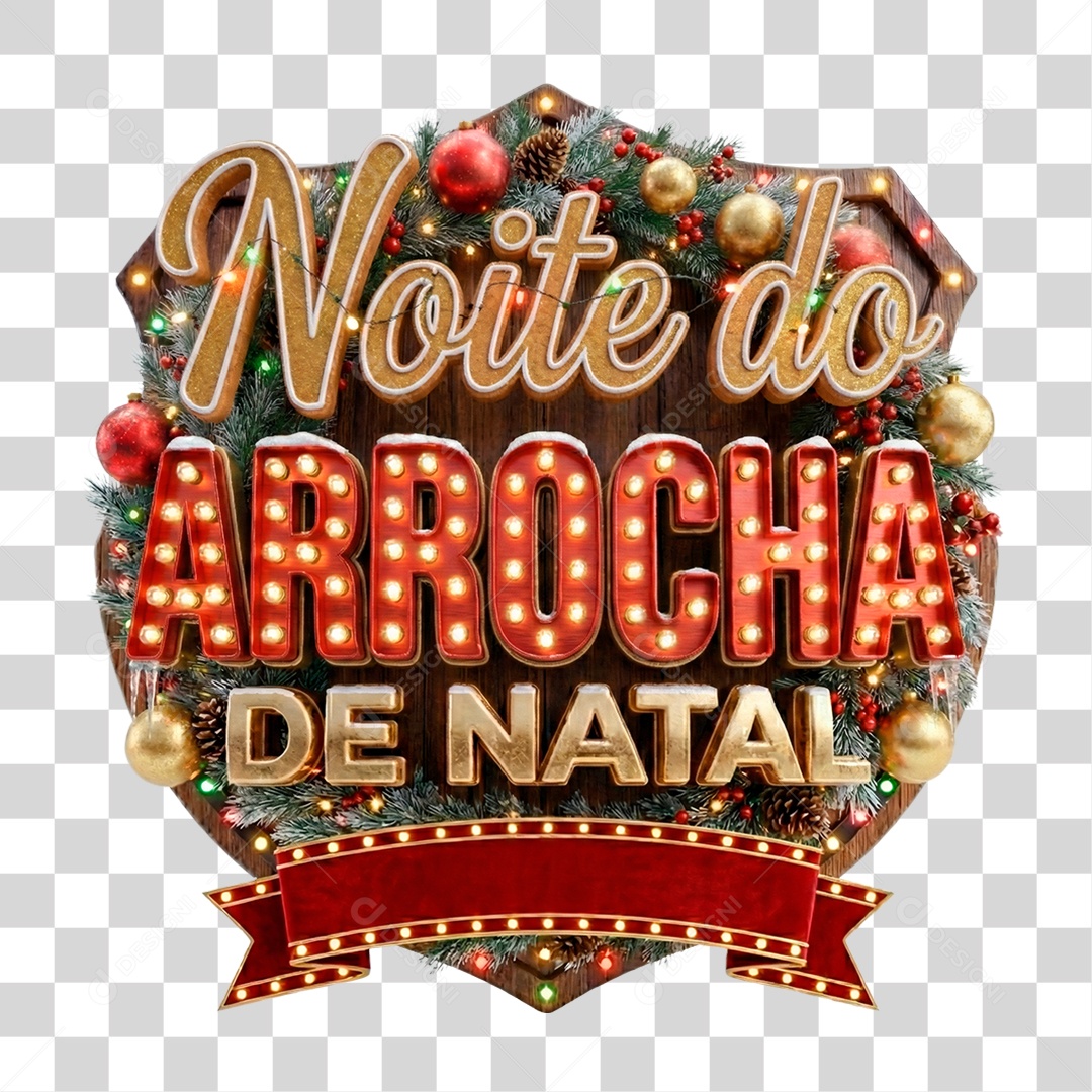 Selo 3D Noite de Arrocha de Natal PNG Transparente