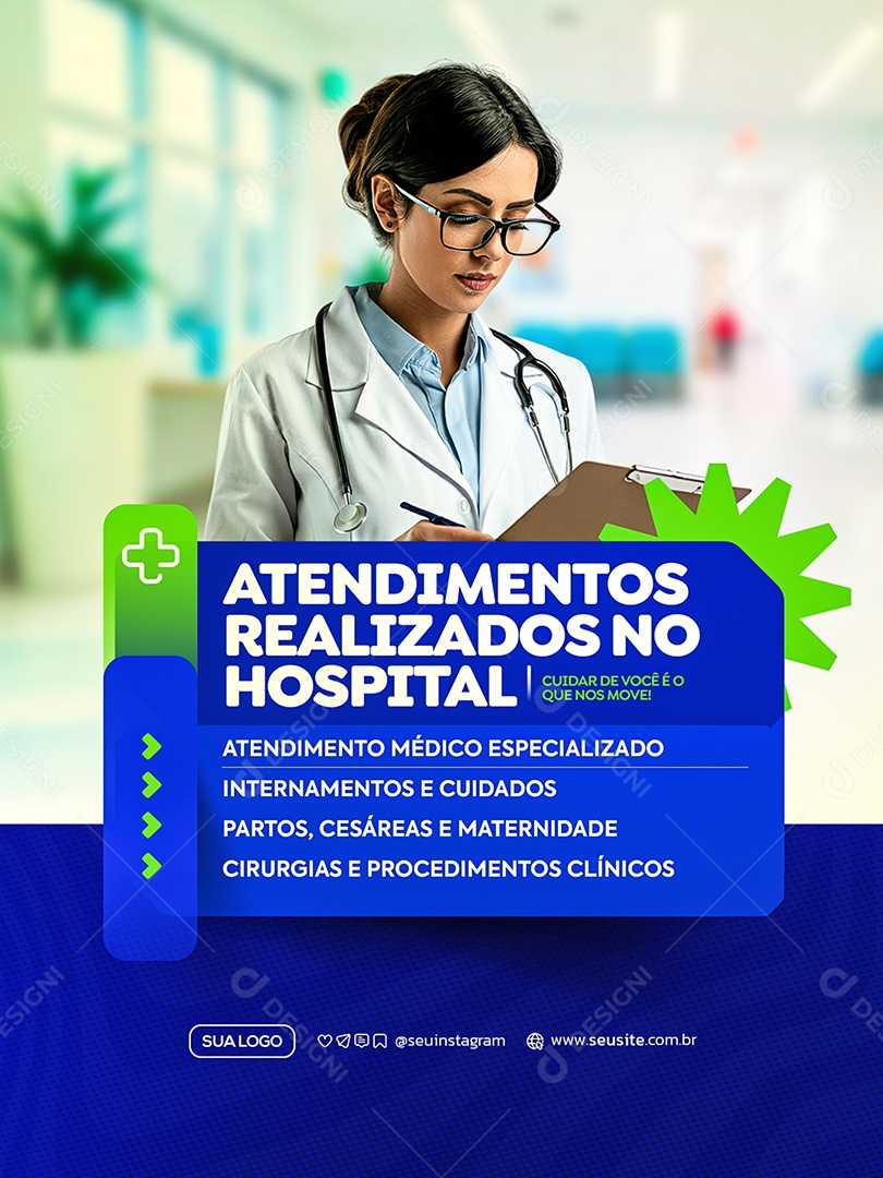 Atendimento Médico Sociais Media PSD Editável