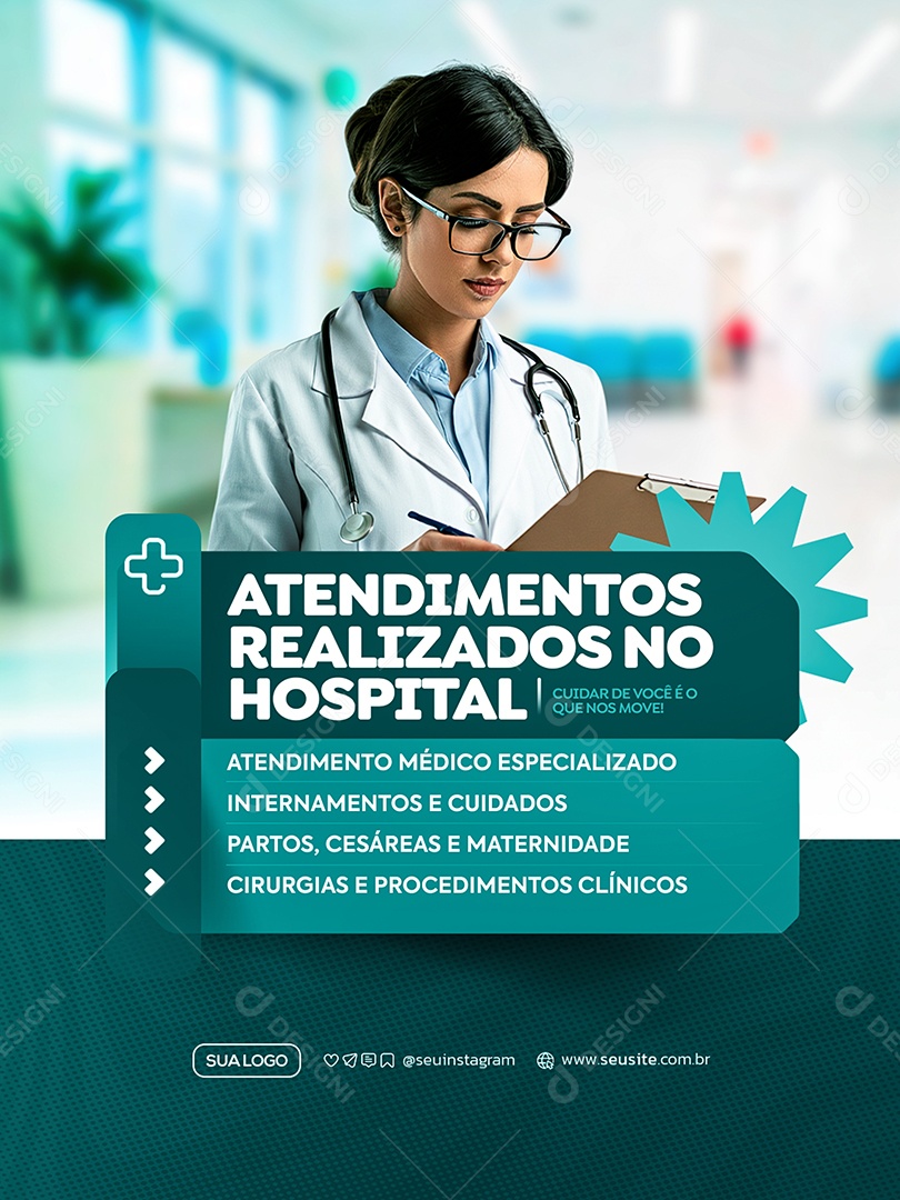 Atendimento Médico Sociais Media PSD Editável