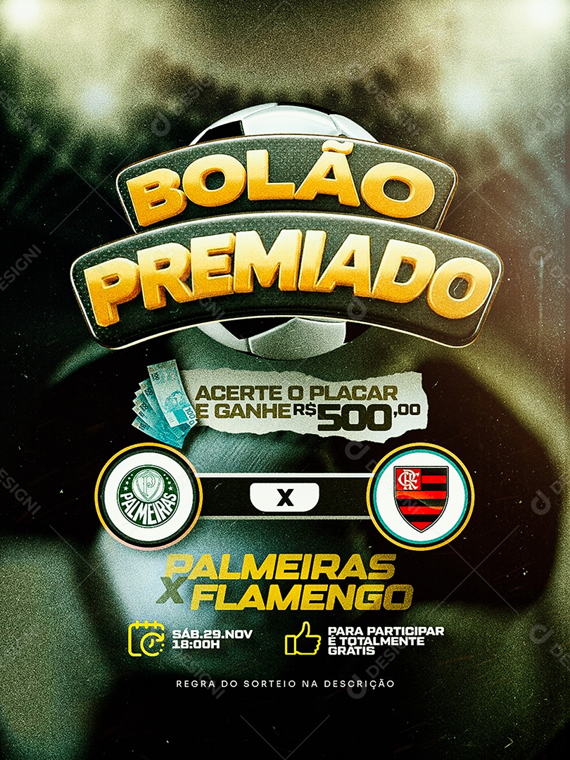 Bolão Premiado Acerte o Placar Social Media PSD Editável