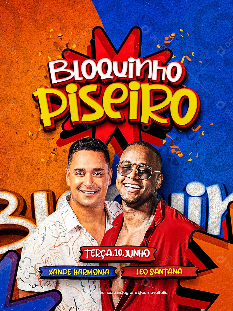 Flyer Carnaval Bloquinho Peseiro Social Media PSD Editável