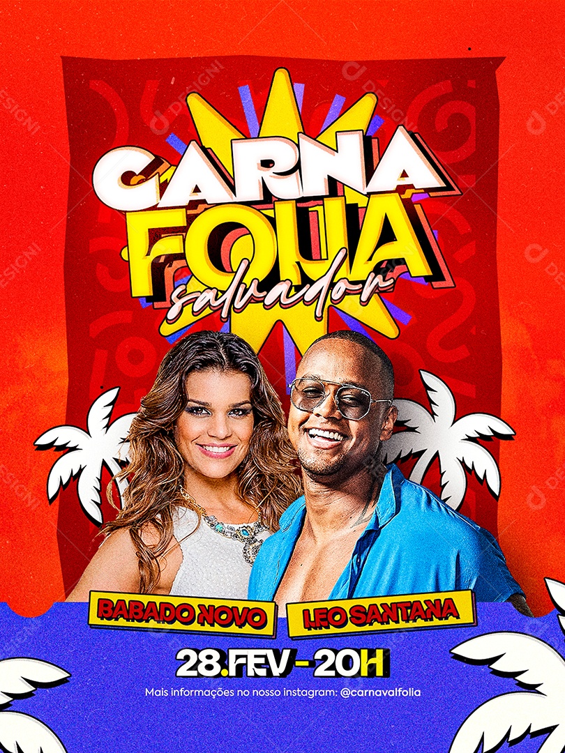 Flyer Carnafolia de Salvador Social Media PSD Editável