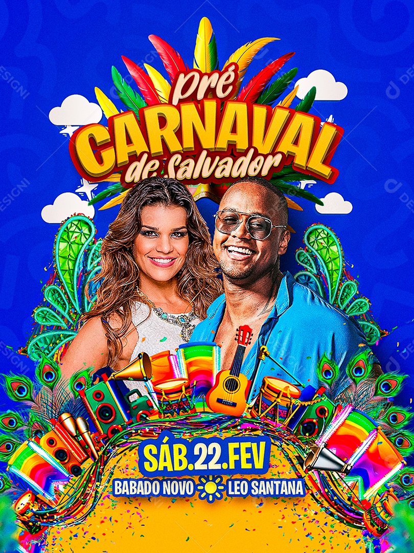 Flyer Pré Carnaval de Salvador Social Media PSD Editável