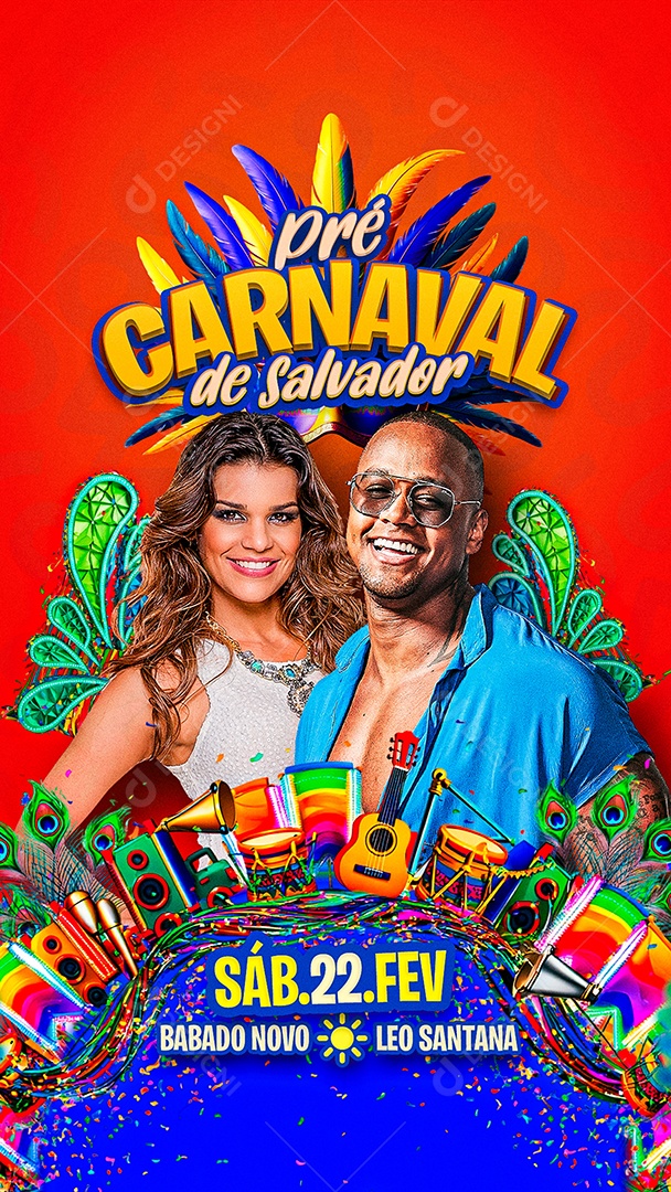 Story Flyer Pré Carnaval de Salvador Social Media PSD Editável