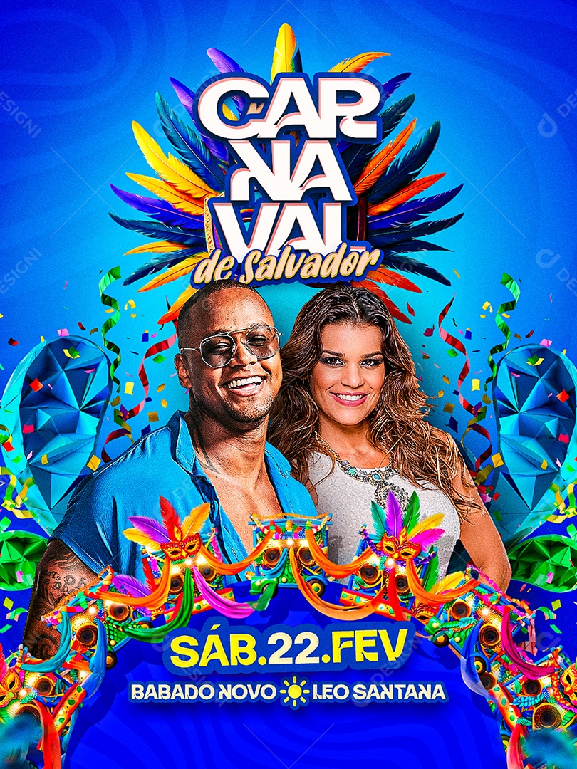 Flyer Carnaval de Salvador Social Media PSD Editável