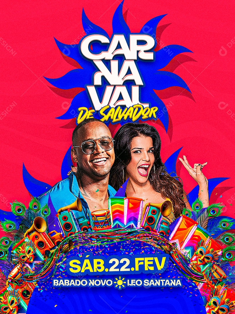 Flyer Carnaval de Salvador Social Media PSD Editável