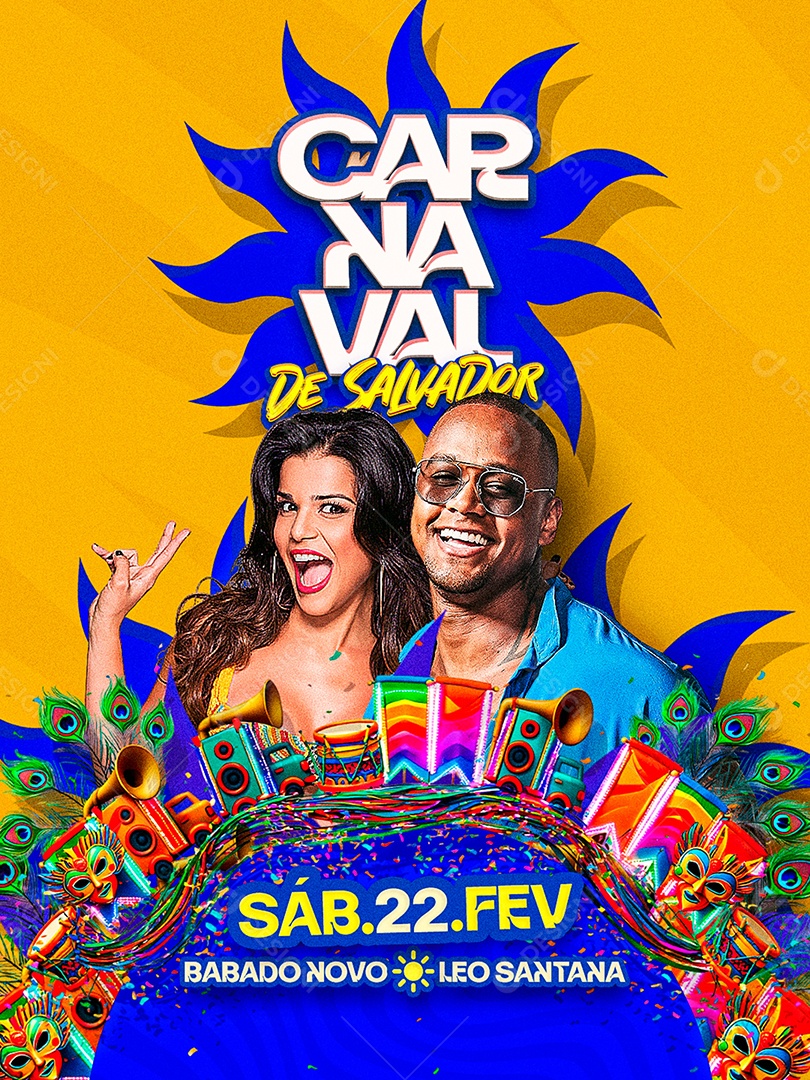 Flyer Carnaval de Salvador Social Media PSD Editável