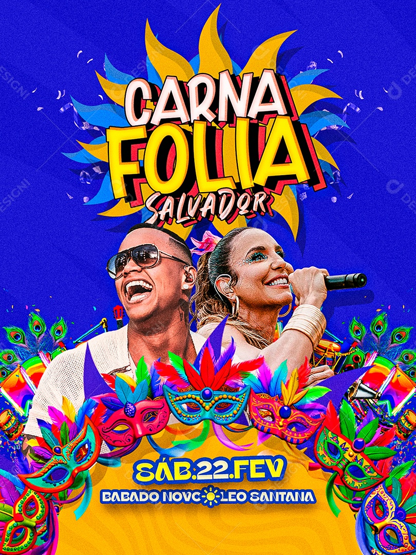 Flyer Carnafolia de Salvador Social Media PSD Editável