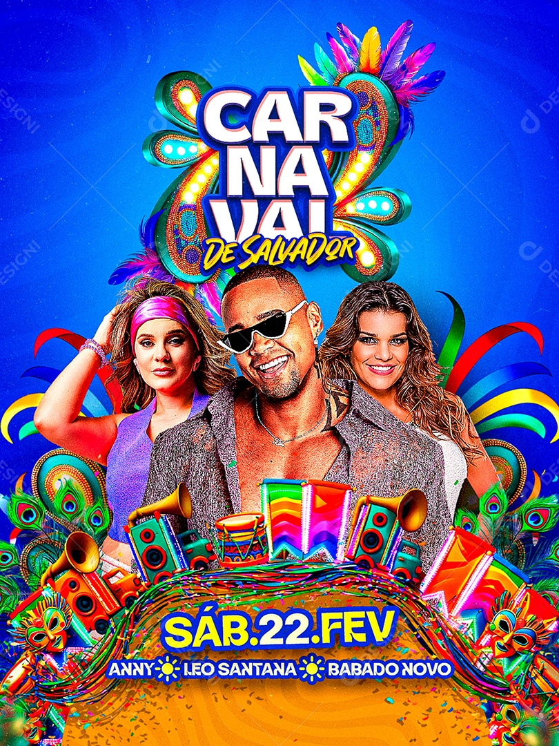 Flyer Carnaval de Salvador Social Media PSD Editável