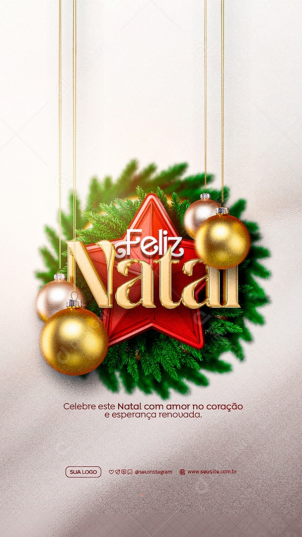 Story Feliz Natal 25 de Dezembro Social Media PSD Editável