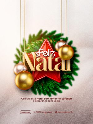 Feliz Natal 25 de Dezembro Social Media PSD Editável