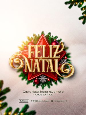 Feliz Natal 25 de Dezembro Social Media PSD Editável