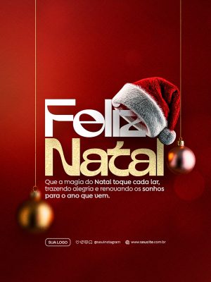 Feliz Natal 25 de Dezembro Social Media PSD Editável