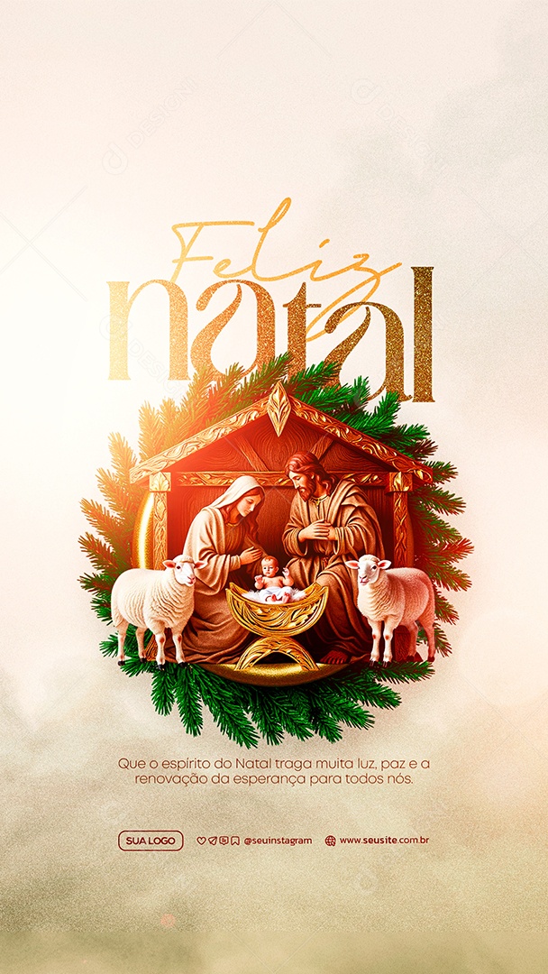 Story Feliz Natal 25 de Dezembro Social Media PSD Editável