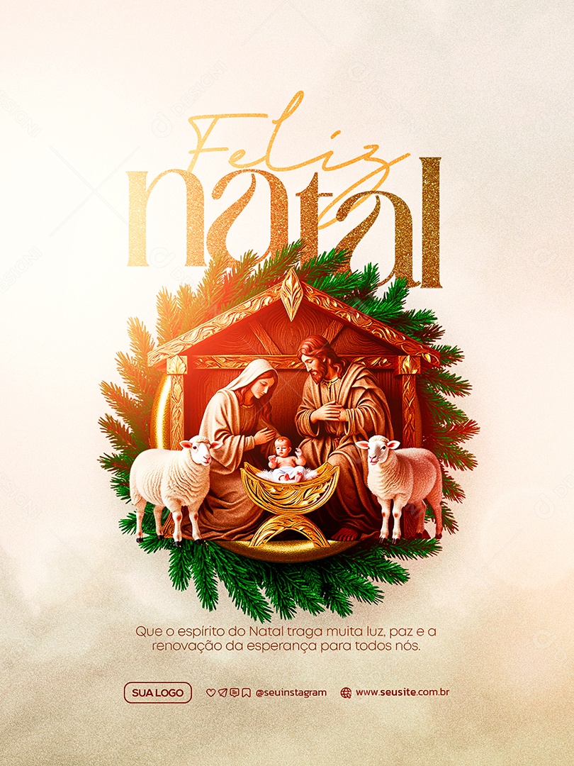 Feliz Natal 25 de Dezembro Social Media PSD Editável