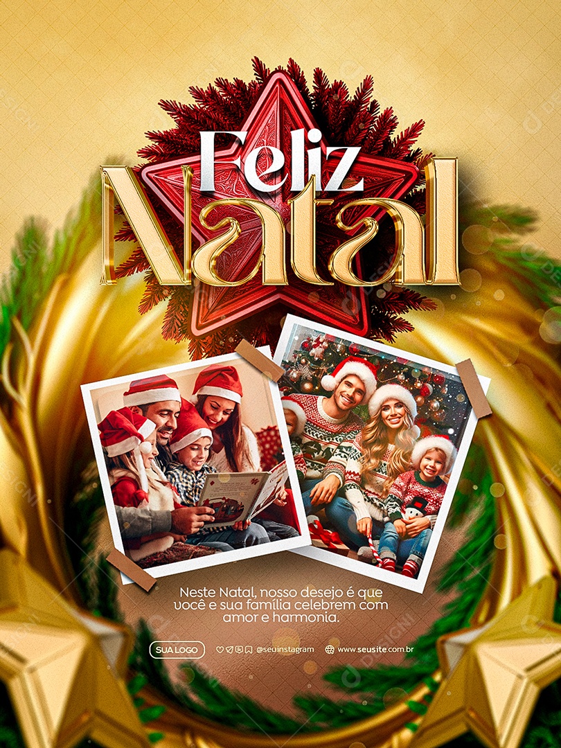 Feliz Natal 25 de Dezembro Social Media PSD Editável