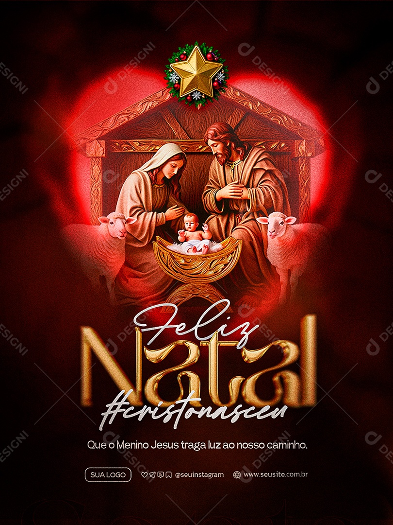 Feliz Natal 25 de Dezembro Social Media PSD Editável