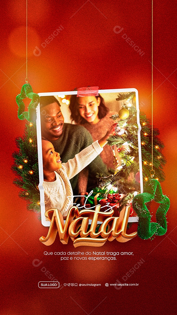 Story Feliz Natal 25 de Dezembro Social Media PSD Editável