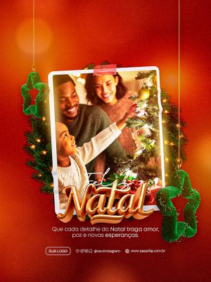 Feliz Natal 25 de Dezembro Social Media PSD Editável