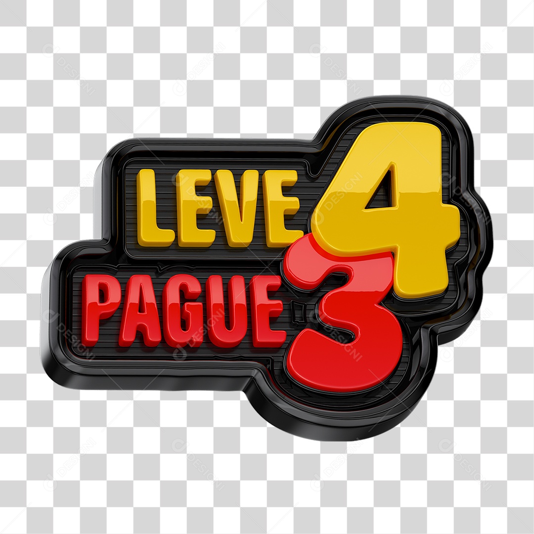 Selo 3D Leve 4 Pague 3 PNG Transparente