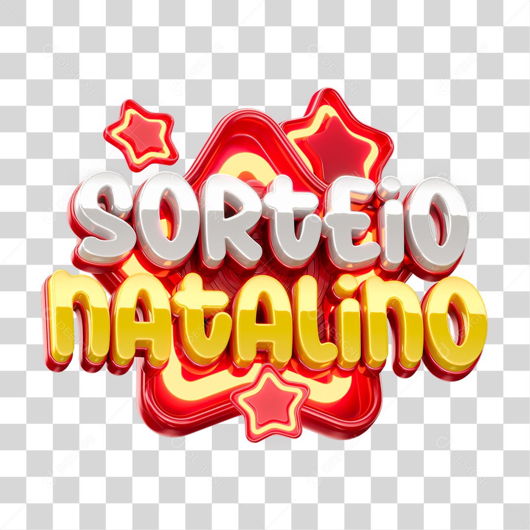 Selo 3D Sorteio Natalino PNG Transparente