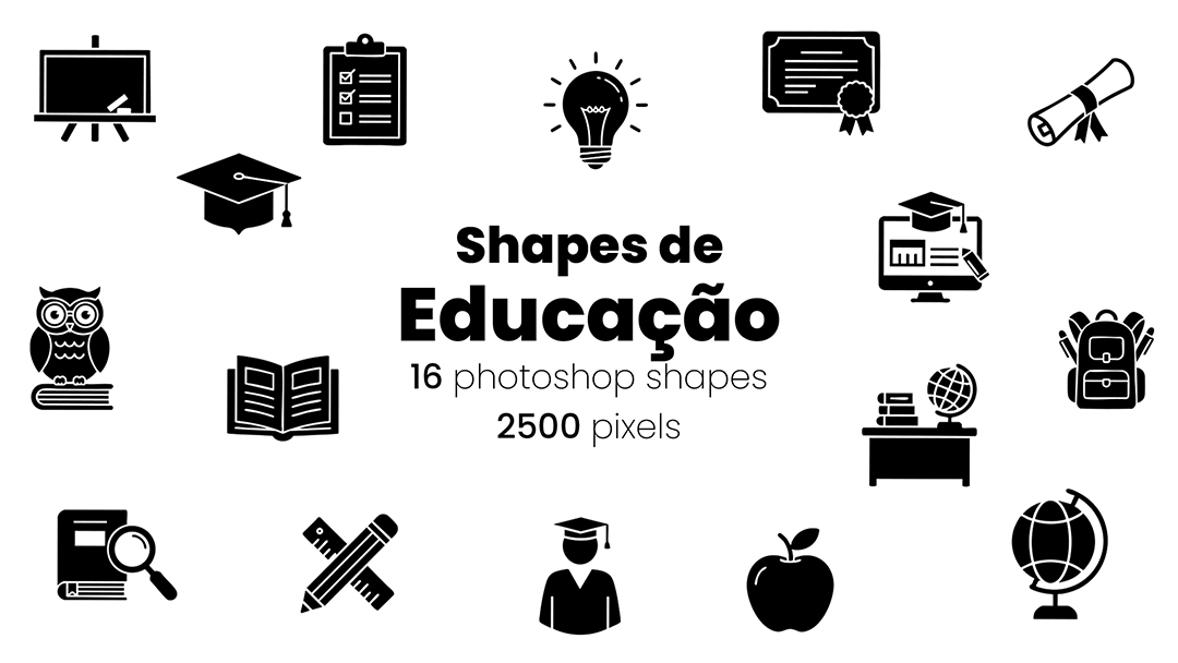 Conjunto de Ícones Escolas Educação Shapes