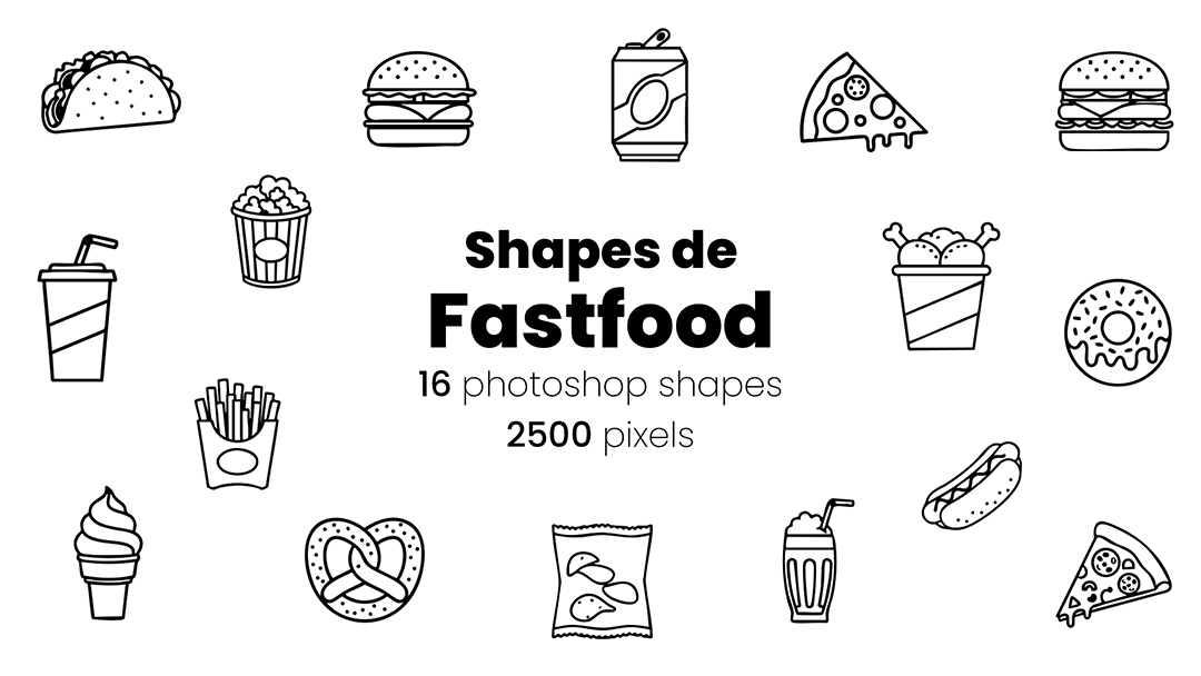 Conjunto de Ícones Fastfood Shapes