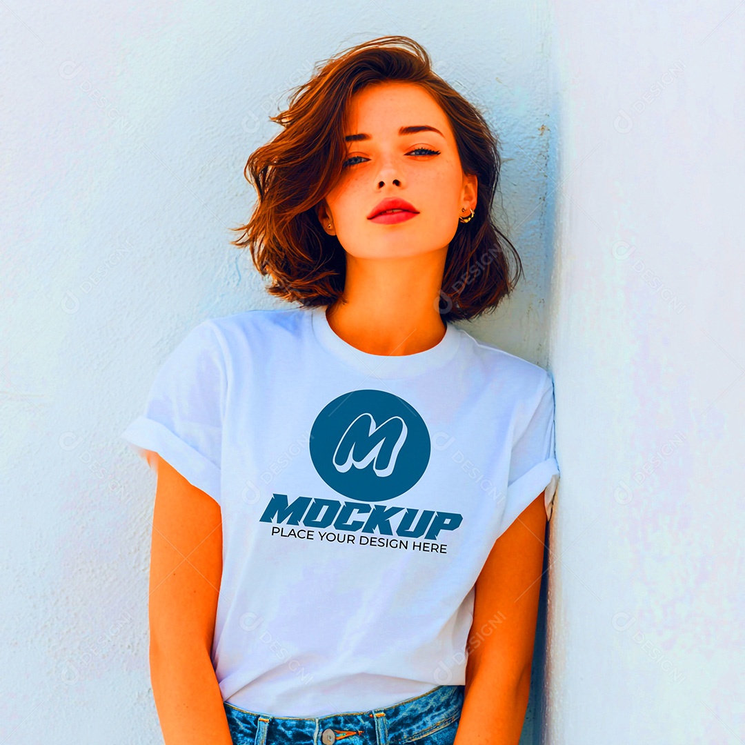 Mockup de Camisa Feminina PSD Editável