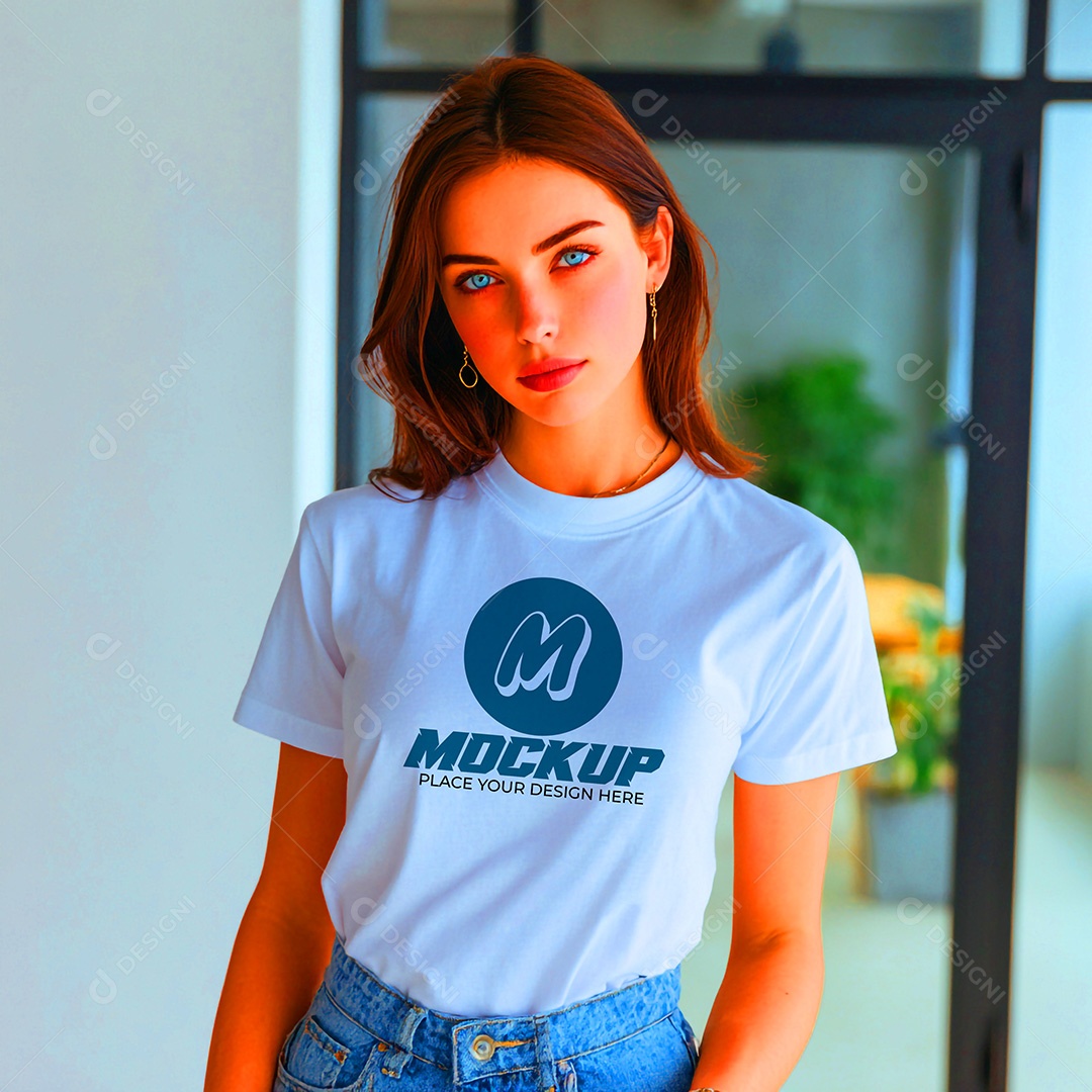 Mockup de Camisa Feminina PSD Editável