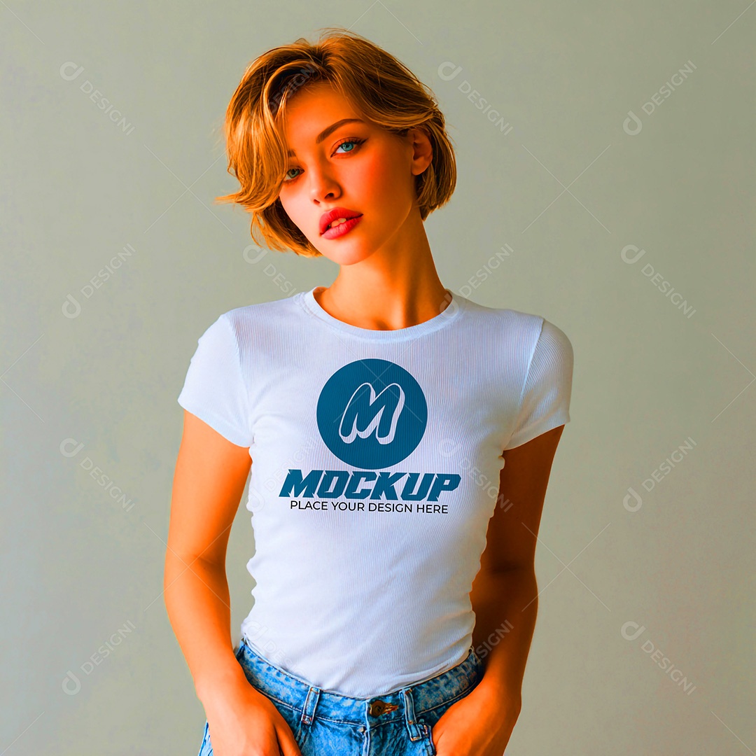 Mockup de Camisa Feminina PSD Editável