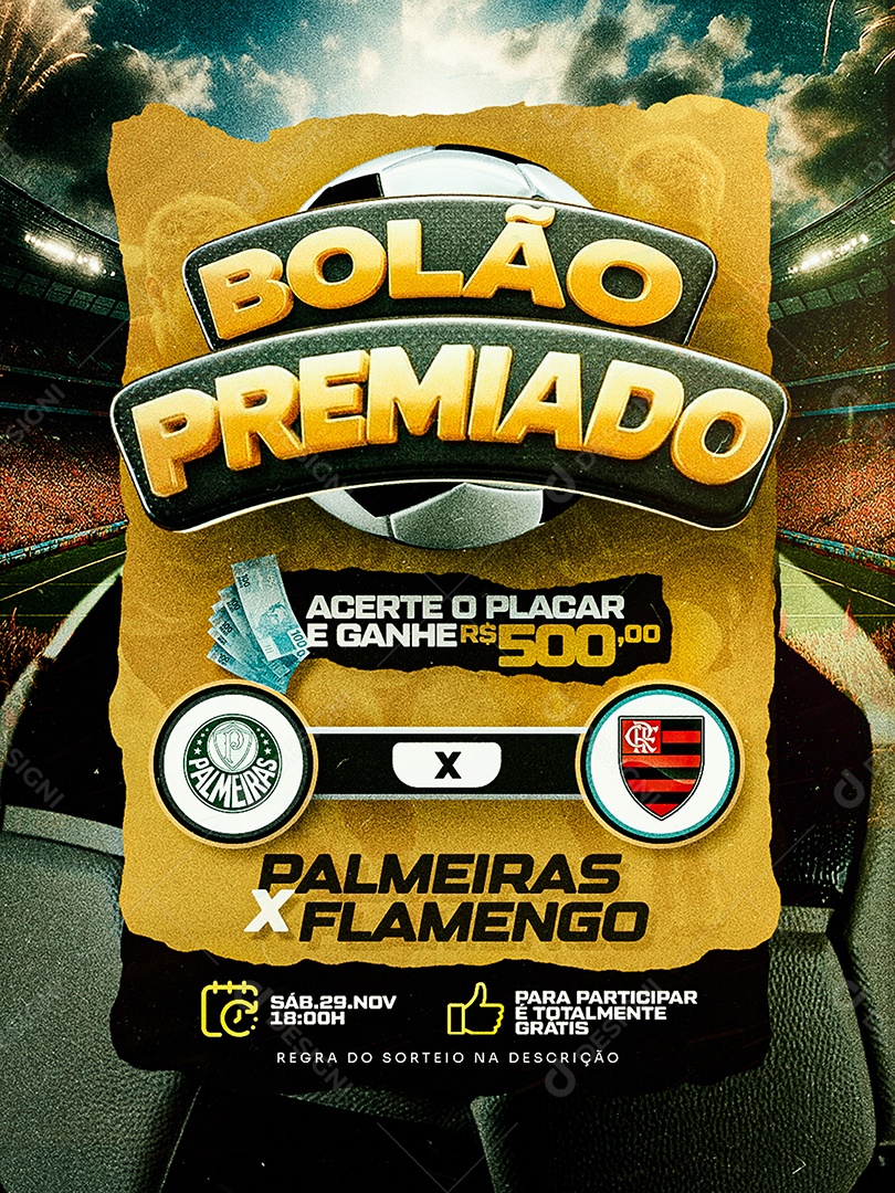 Bolão Premiado Acerte o Placar Social Media PSD Editável