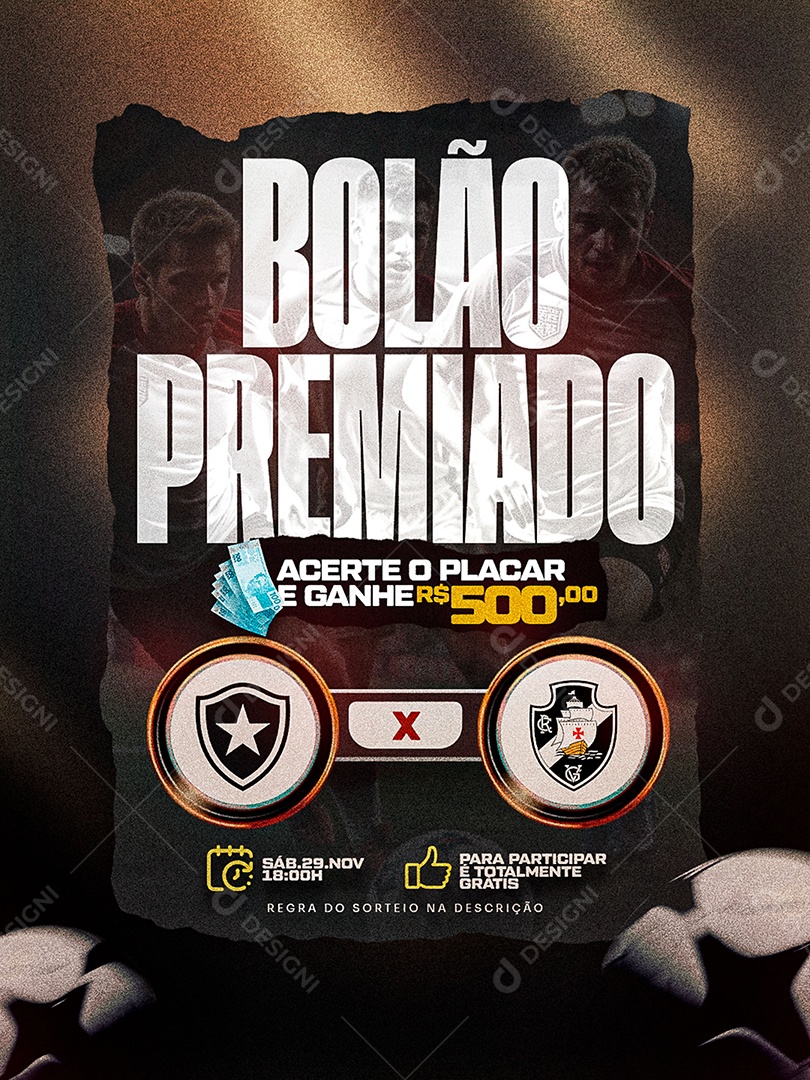 Bolão Premiado Acerte o Placar Social Media PSD Editável