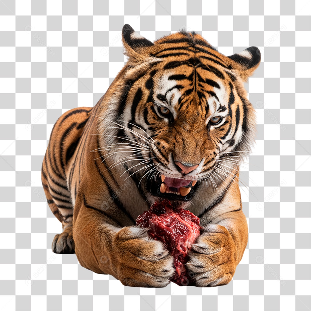 Tigre Comendo PNG Transparente