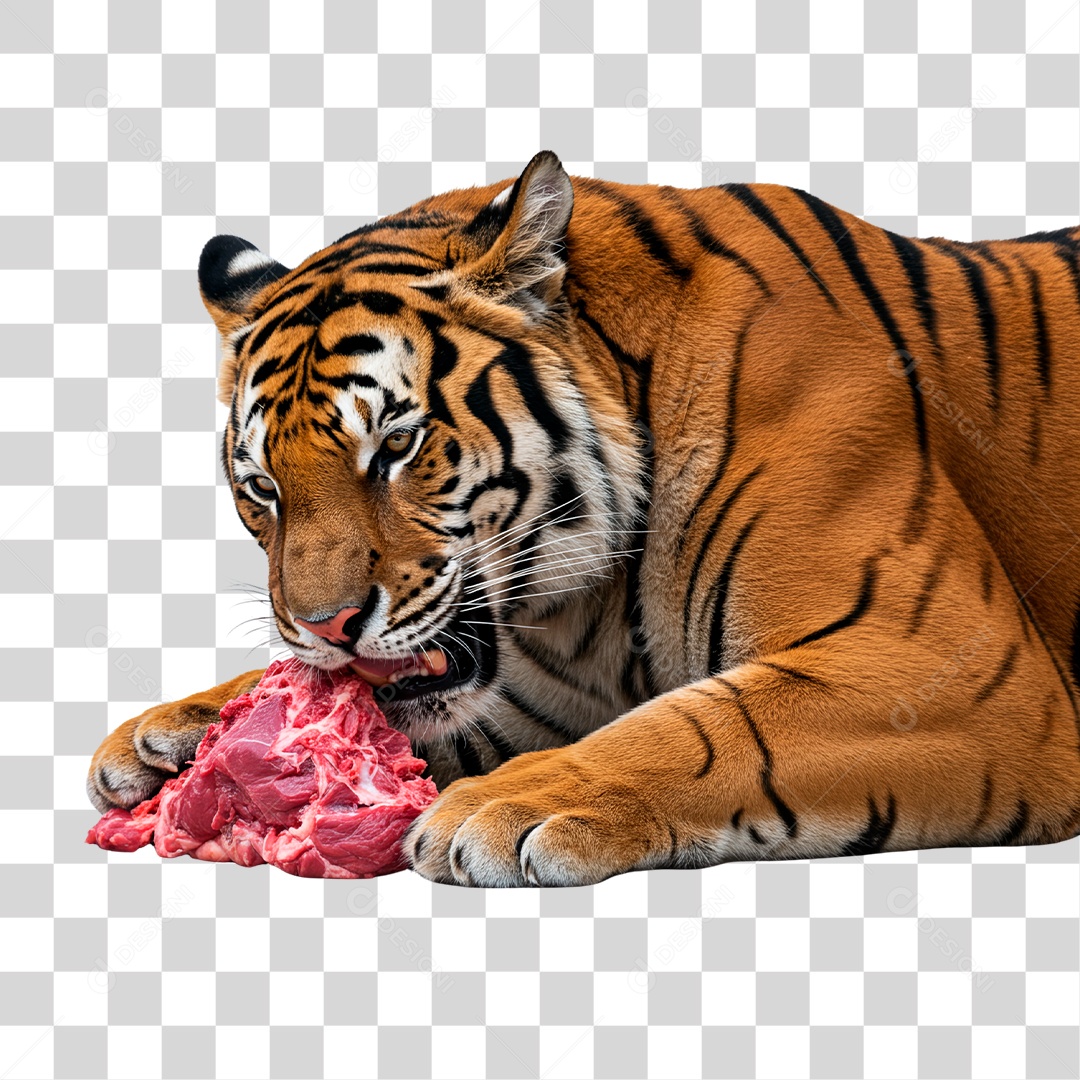 Tigre Comendo PNG Transparente