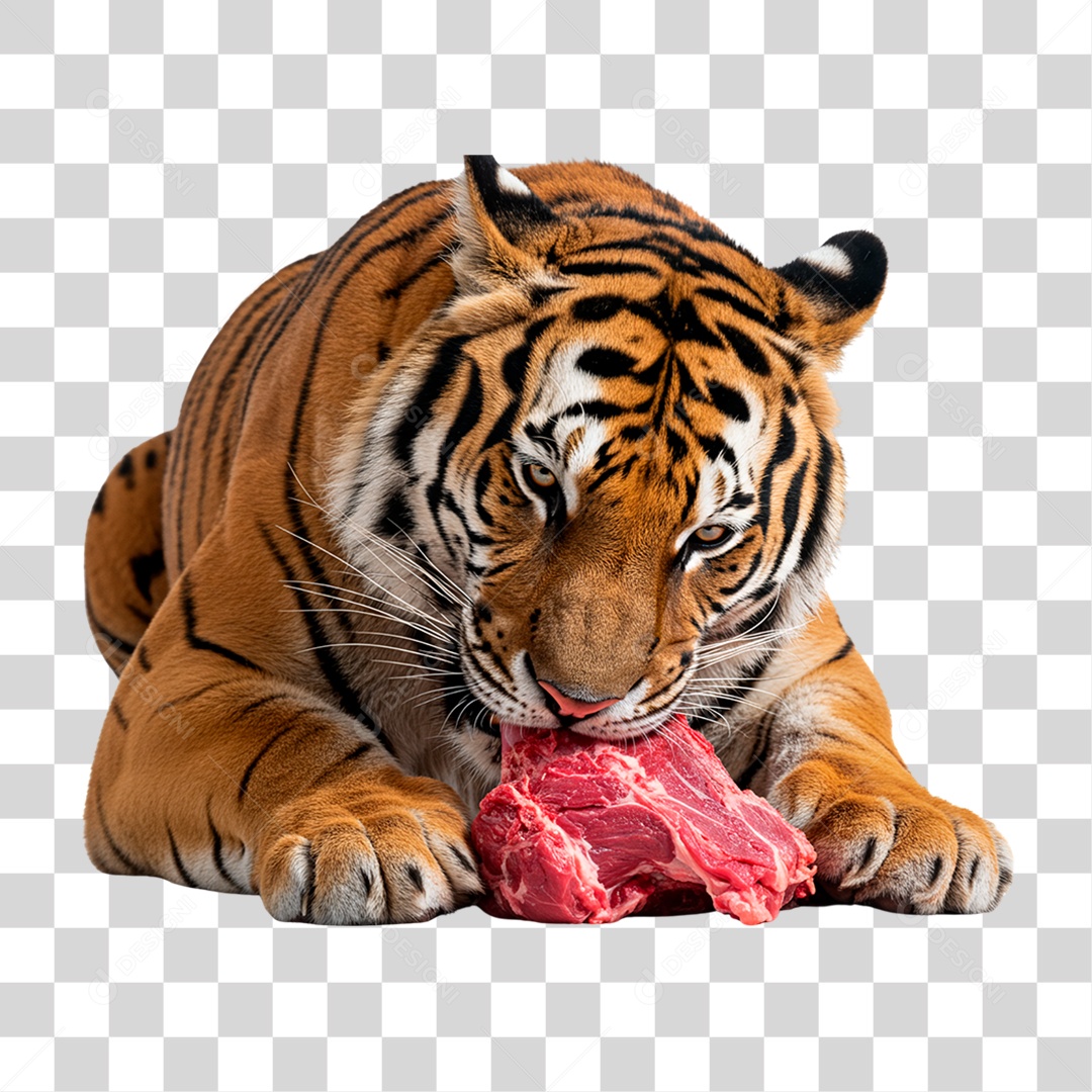 Tigre Comendo PNG Transparente