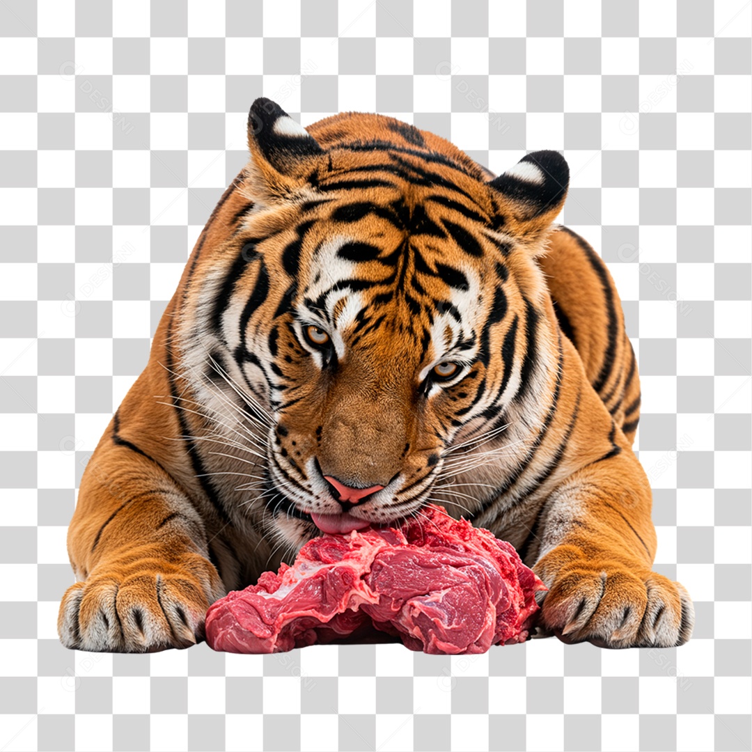 Tigre Comendo PNG Transparente