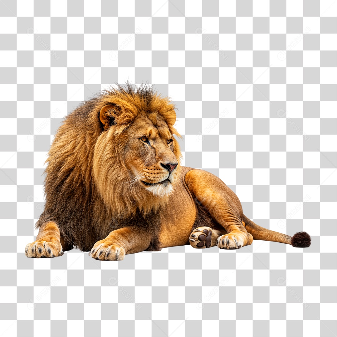 Leão Deitado PNG Transparente