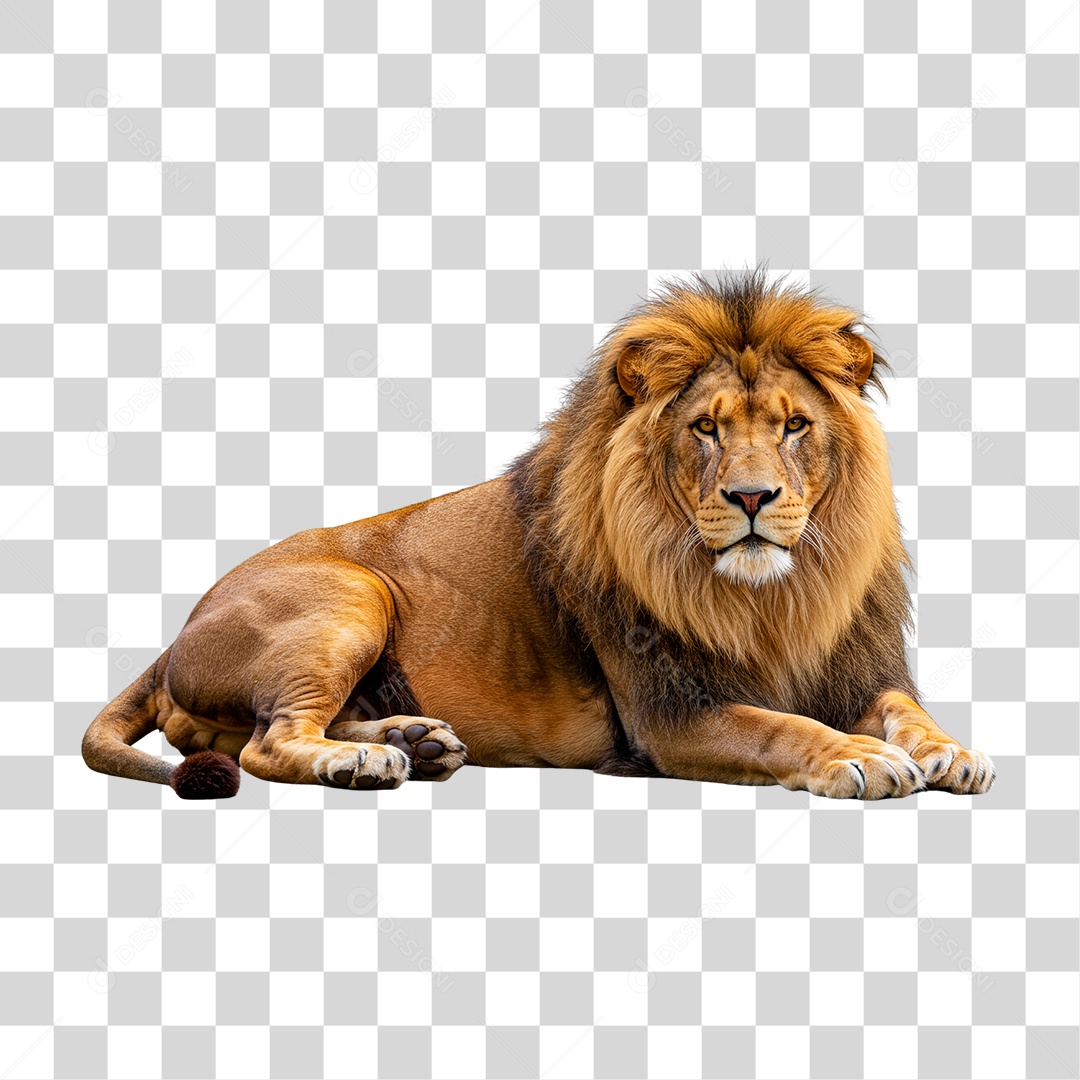 Leão Deitado PNG Transparente