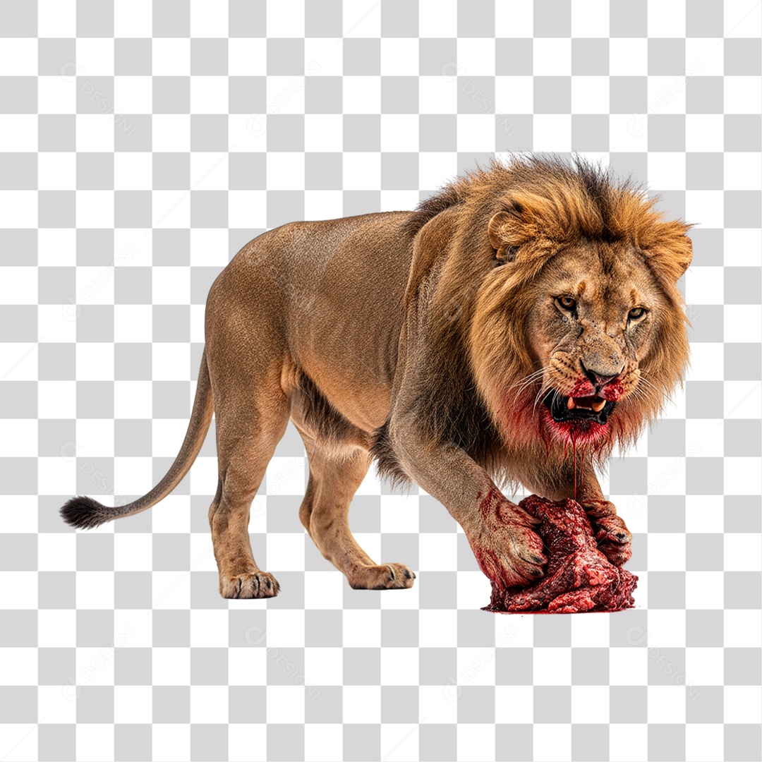 Leão Comendo PNG Transparente
