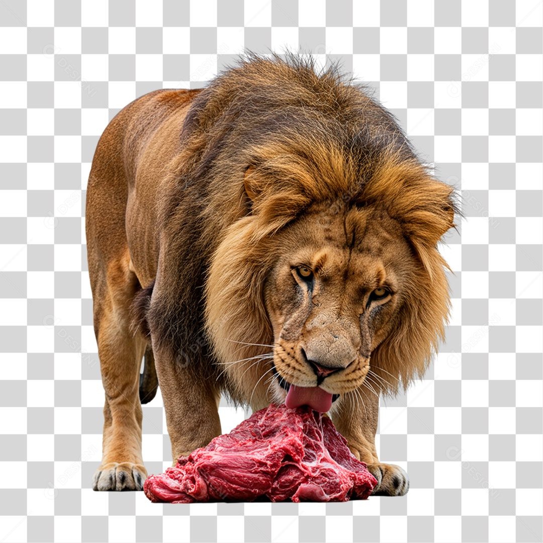 Leão Comendo PNG Transparente