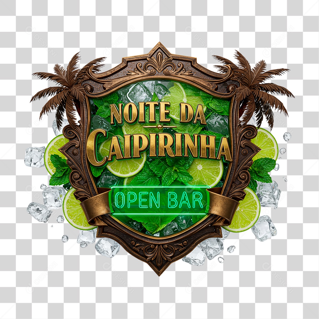 Selo 3D Noite da Caipirinha Open Bar PNG Transparente