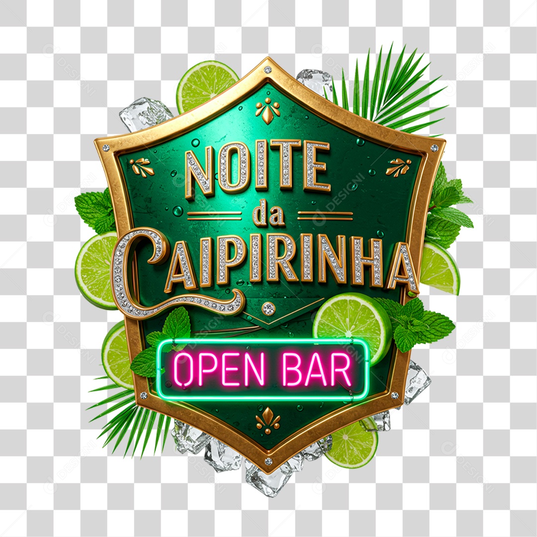 Selo 3D Noite da Caipirinha Open Bar PNG Transparente