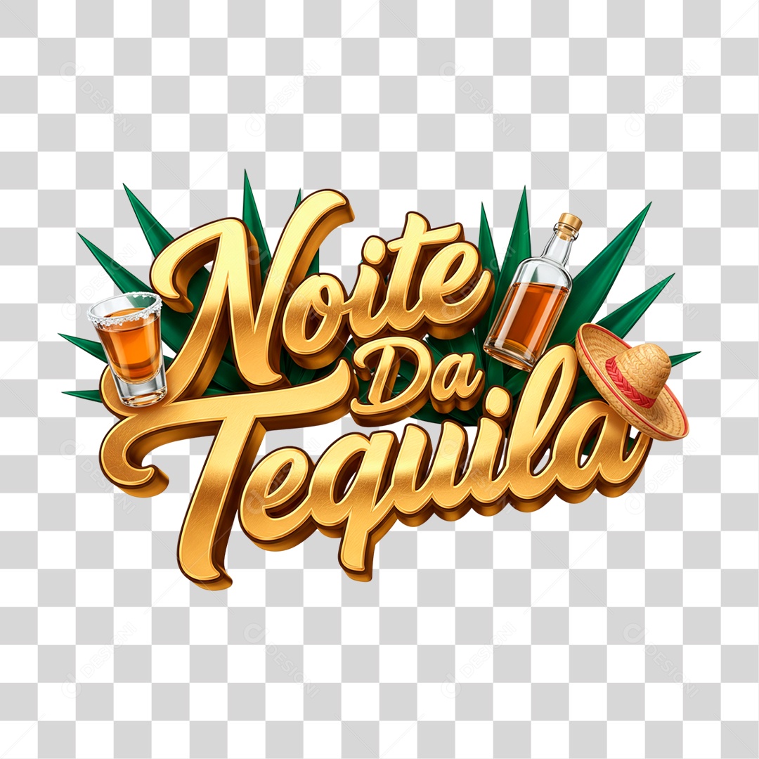 Selo 3D Noite de Tequila PNG Transparente
