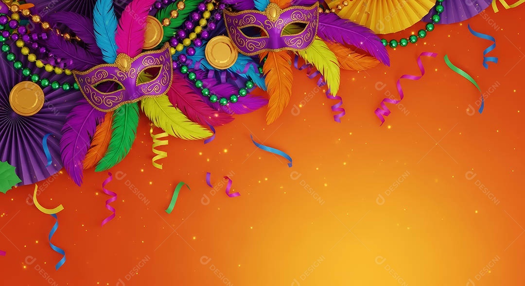 Confete de máscara de carnaval fundo de imagem de papel de parede hiper-realista de alta qualidade.