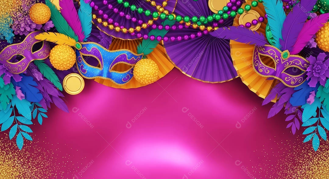 Confete de máscara de carnaval fundo de imagem de papel de parede hiper-realista de alta qualidade.