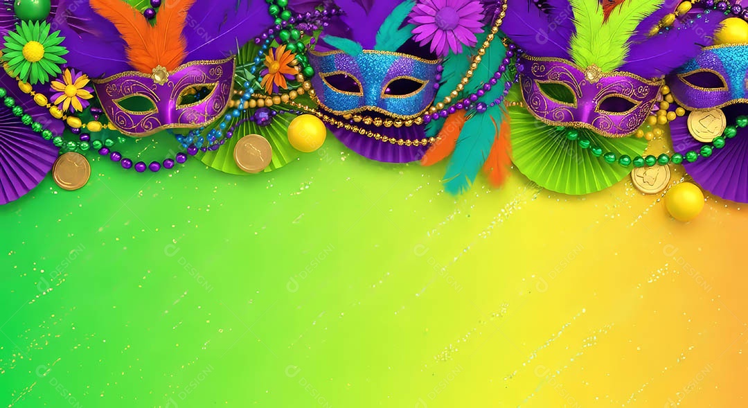 Confete de máscara de carnaval fundo de imagem de papel de parede hiper-realista de alta qualidade.