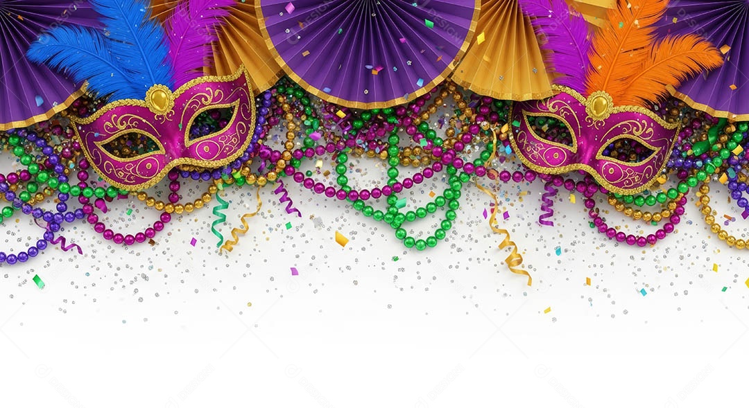 Confete de máscara de carnaval fundo de imagem de papel de parede hiper-realista de alta qualidade.