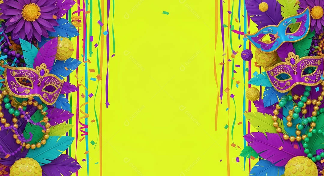 Confete de máscara de carnaval fundo de imagem de papel de parede hiper-realista de alta qualidade.